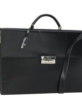 Salvatore Ferragamo Business Bag Leather 2way Black Auth 151628